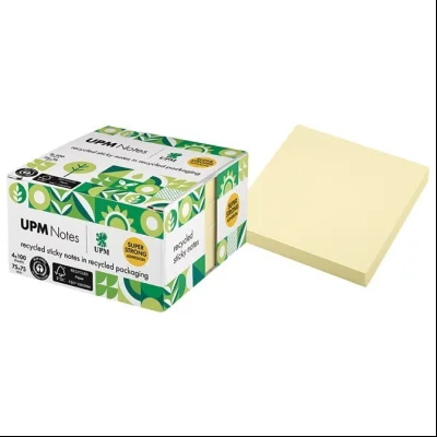 Blok samolepljiv 75x75mm 100L (reciklirani 100%) pk4 UPM 5654-11UR-4 pastelno žuti