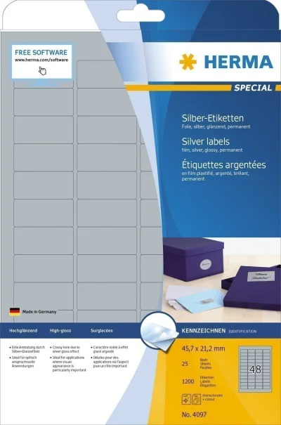 Etikete 45,7X21,2 A4/48 1/25 srebrna
