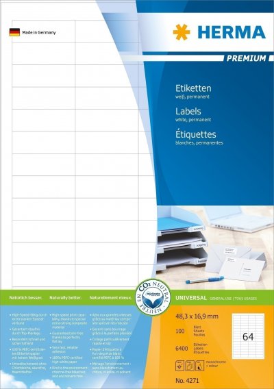 Etikete 48,3x16,9 A4/64 1/100 bela