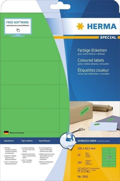 Etikete 105X42,3 A4/14 1/20 zelena