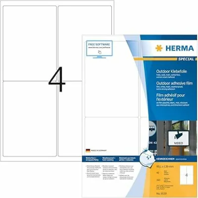 Outdoor etikete 99,1x139 A4 1/40 bela