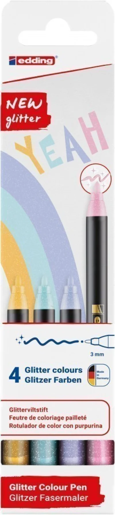 Flomasteri E-1200 1-3mm glitter , set 1/4 pastelne boje