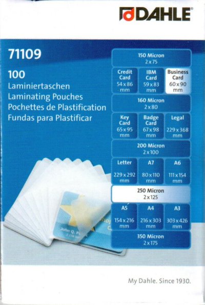 Folija za plastifikaciju Dahle 60x90mm 125 mic, 1/100