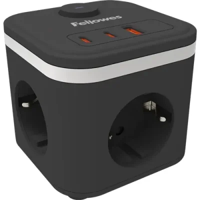 Strujna kocka Ampra™ – 3 utičnice, USB-C, crna
