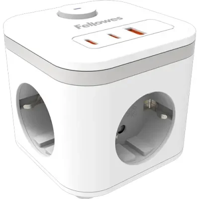 Bela strujna kocka Ampra™ – 3 utičnice, USB-C