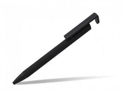 HALTER METAL, metalna hemijska olovka sa držačem za mobilni telefon, crna
