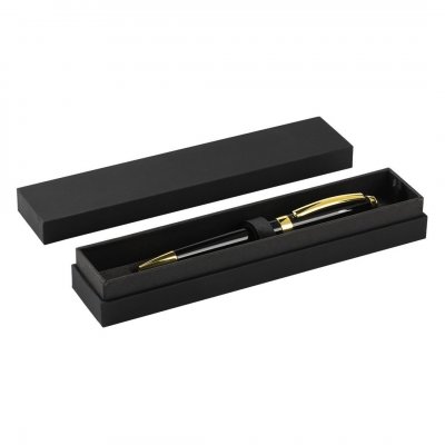 BERTA, metalna hemijska olovka u poklon kutiji, crno-zlatna