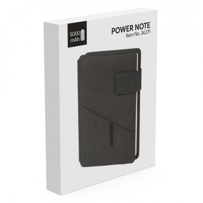 POWER NOTE, portfolio sa notesom a5 i pomoćnom baterijom 5.000 mah, crni