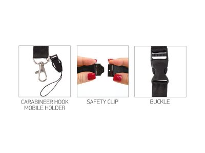 STEP-UP, trakica za mobilni telefon i ključeve, 20 mm, crna