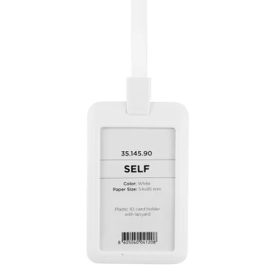 SELF, plastični uložak za indentifikacionu karticu sa trakicom, beli