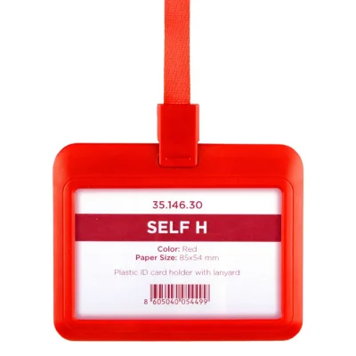 SELF H, plastični uložak za indentifikacionu karticu sa trakicom, crveni