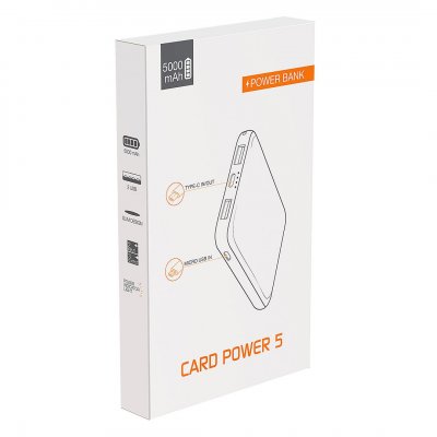 CARD POWER 5, pomoćna baterija, 5.000 mah, bela