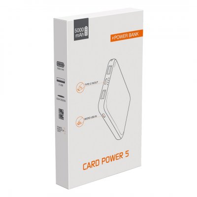 CARD POWER 5, pomoćna baterija, 5.000 mah, bela