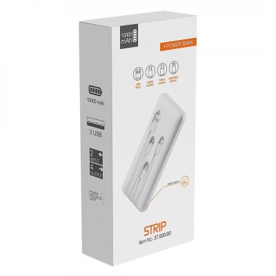 STRIP, pomoćna baterija za mobilne uređaje, 10000 mah, bela