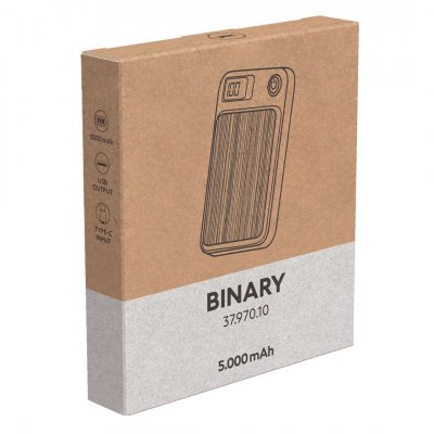 BINARY, pomoćna baterija sa magnetom, 5.000 mah, bežično punjenje, 5w, crna