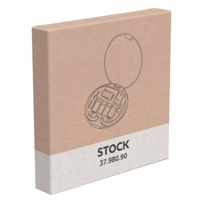 STOCK, plastična kutija sa adapterima i držač za mobilni telefon, bela