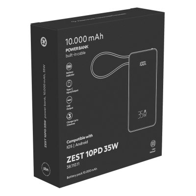 ZEST 10PD, pomoćna baterija, 10.000 mah, crna