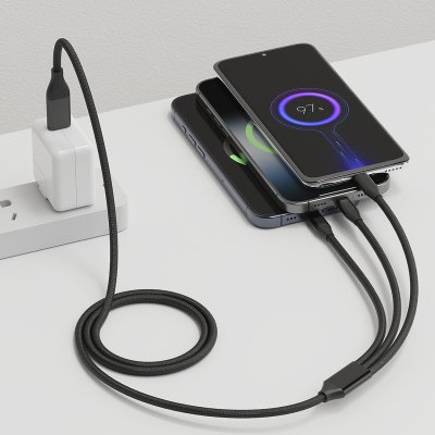 FLET 60W 6IN1, usb type-c kabl za punjenje i prenos podataka, 6 u 1, 60w, crni