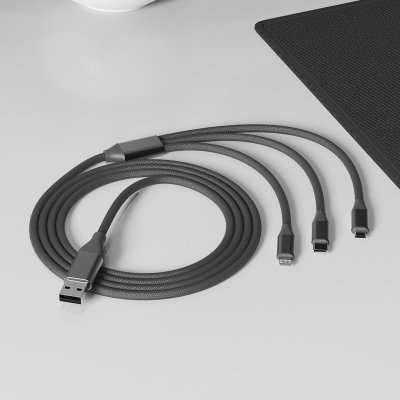 FLET 60W 6IN1, usb type-c kabl za punjenje i prenos podataka, 6 u 1, 60w, tamno sivi
