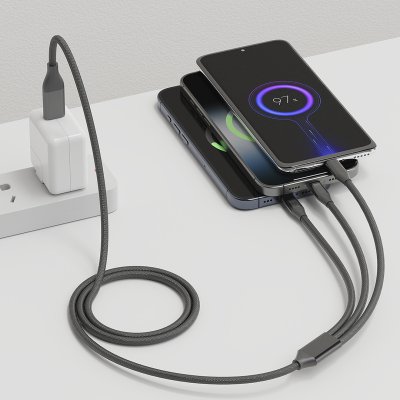 FLET 60W 6IN1, usb type-c kabl za punjenje i prenos podataka, 6 u 1, 60w, tamno sivi
