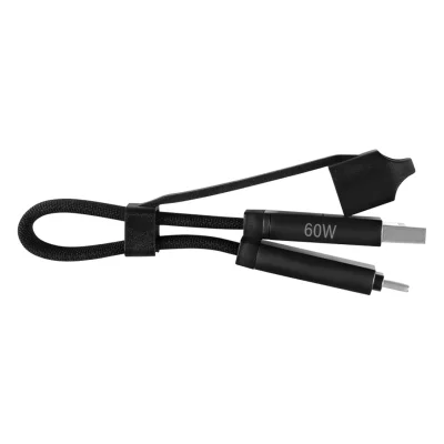 FELIX 2IN1, usb type-c kabl za punjenje i prenos podataka, sa funkcijom priveska za ključeve, 2 u 1, 60w, crni
