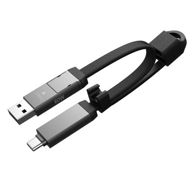 FELIX 2IN1, usb type-c kabl za punjenje i prenos podataka, sa funkcijom priveska za ključeve, 2 u 1, 60w, crni