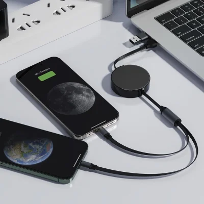 MAX 2IN1, usb type-c kabl za punjenje i prenos podataka, 2 u 1, 100w, crni
