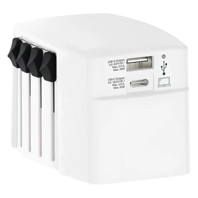 WORLD USB CHARGER AC 45PD, putni multiadapter 45 w, beli