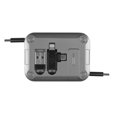 TROJAN 100W 6IN1, type-c kabl za punjenje i prenos podataka, sa držačem za mobilne uređaje, 6 u 1, 100w, srebrni