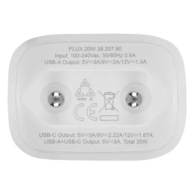 FLUX 20W, zidni punjač 20w, beli