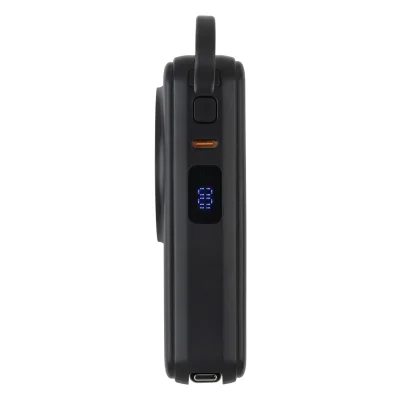 EDISON 10PD 35W, univerzalni putni punjač pomoćna baterija, 10.000 mah, 35w sa magnetom i kablom na izvlačenje, crna