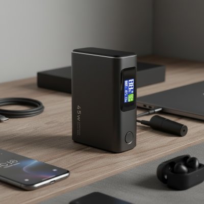 VIRTUS 10PD 45W, pomoćna baterija za laptop, 10.000 mah, 45w, tamno siva