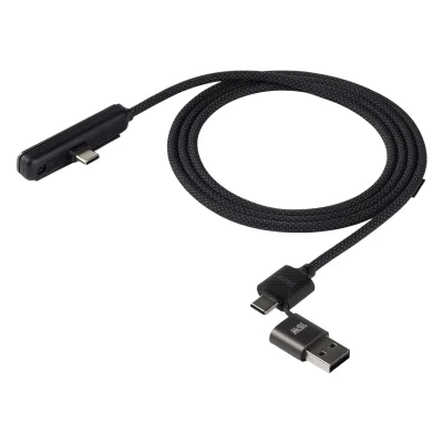 GEIGER 2IN1, usb type-c kabl za punjenje i prenos podataka, sa rotirajućim držačem za mobilne uređaje, 2 u 1, 240w, crni