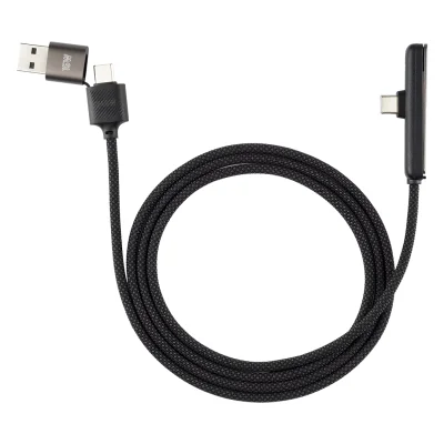 GEIGER 2IN1, usb type-c kabl za punjenje i prenos podataka, sa rotirajućim držačem za mobilne uređaje, 2 u 1, 240w, crni