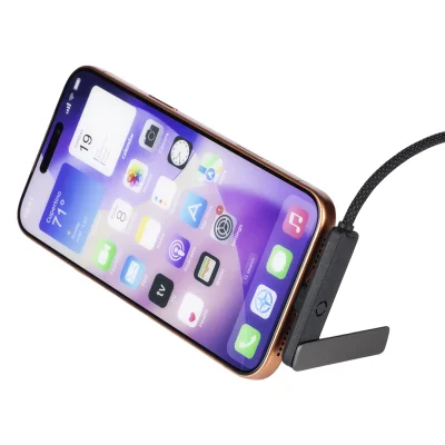 GEIGER 2IN1, usb type-c kabl za punjenje i prenos podataka, sa rotirajućim držačem za mobilne uređaje, 2 u 1, 240w, crni