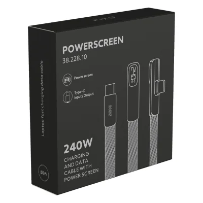 POWERSCREEN, type-c kabl za punjenje i prenos podataka, 240w, crni