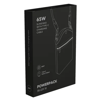 POWERPACK, torbica sa type-c kablom za punjenje i prenos podataka, crna
