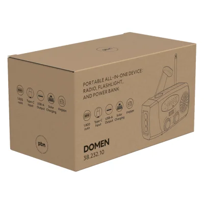 DOMEN, radio, lampa i power bank, crni