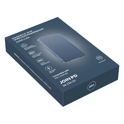 JOIN PD, pomoćna baterija sa magnetom 5.000 mah, bežično punjenje, 15 w, plavi