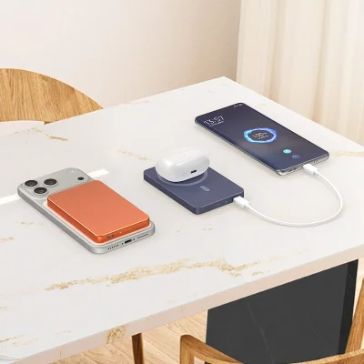 JOIN PD, pomoćna baterija sa magnetom 5.000 mah, bežično punjenje, 15 w, narandžasti