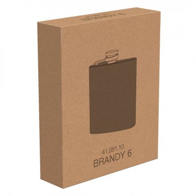 BRANDY 6, metalna pljoska, 170 ml, crna