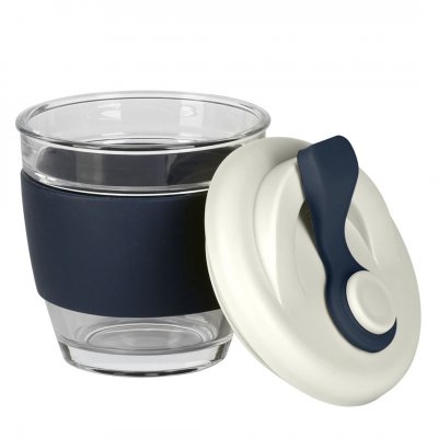 GUSTO, čaša sa silikonskim držačem, 250 ml, plava