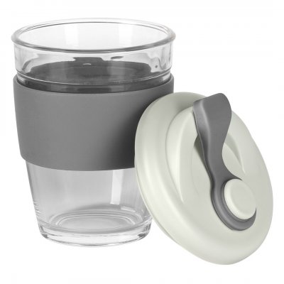 GUSTO MAXI, čaša sa silikonskim držačem, 350 ml, tamno siva