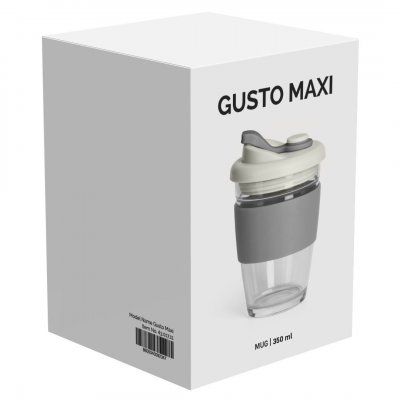 GUSTO MAXI, čaša sa silikonskim držačem, 350 ml, tamno siva