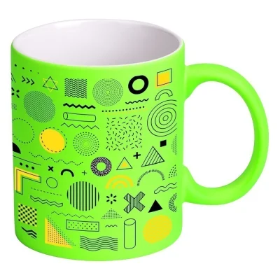 LASSI NEON, keramička šolja za sublimaciju, 325 ml, neon zelena