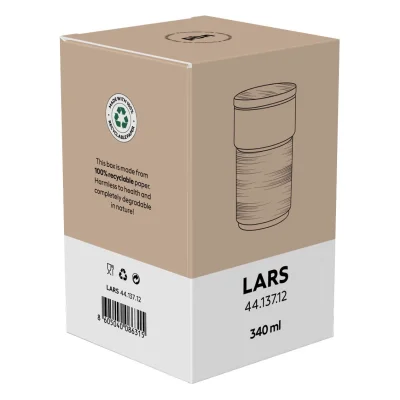 LARS, keramička šolja sa poklopcem i držačem od bambusa, 340 ml, siva