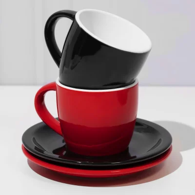 MOMENTO C, šolja za cappuccino sa tacnom od fine keramike, 150 ml, crna