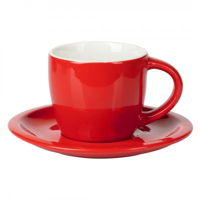 MOMENTO C, šolja za cappuccino sa tacnom od fine keramike, 150 ml, crvena