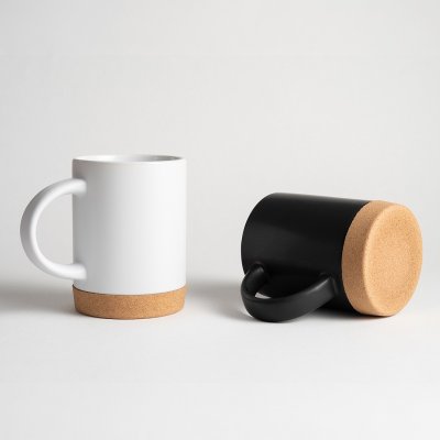 JAVA, keramička šolja sa dnom od plute, 400 ml, crna