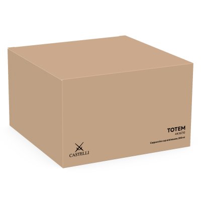 TOTEM, set od dve keramičke šolje za cappuccino sa tacnama, 2 x 200 ml, crni